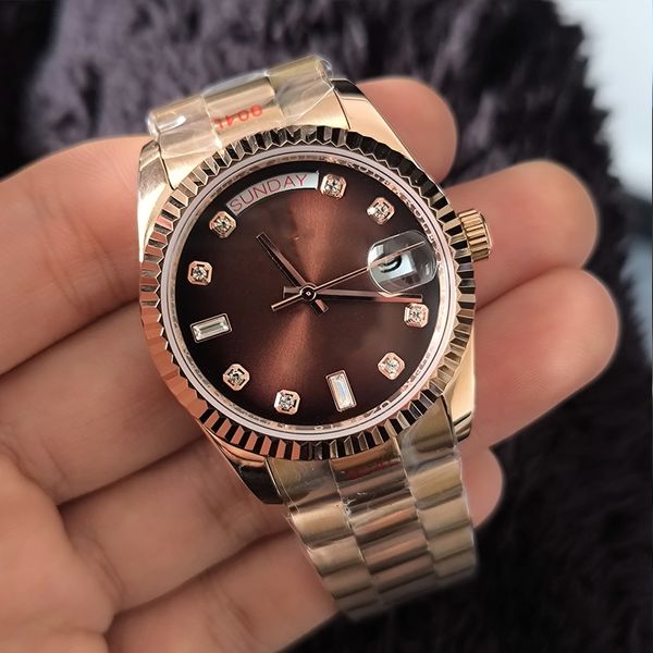 Gün Tarihi Orologio kol saatleri Erkekler Otomatik Mekanik Saatler 36/40mm 904L Tam Paslanmaz Çelik Pırlanta Çerçeve Su Geçirmez Aydınlık Altın İzle Montre de Luxe AAA