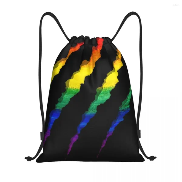 Sacos de compras LGBT rasgado e desfiado mochila mulheres homens ginásio esporte saco portátil glbt gay lésbica orgulho saco de treinamento