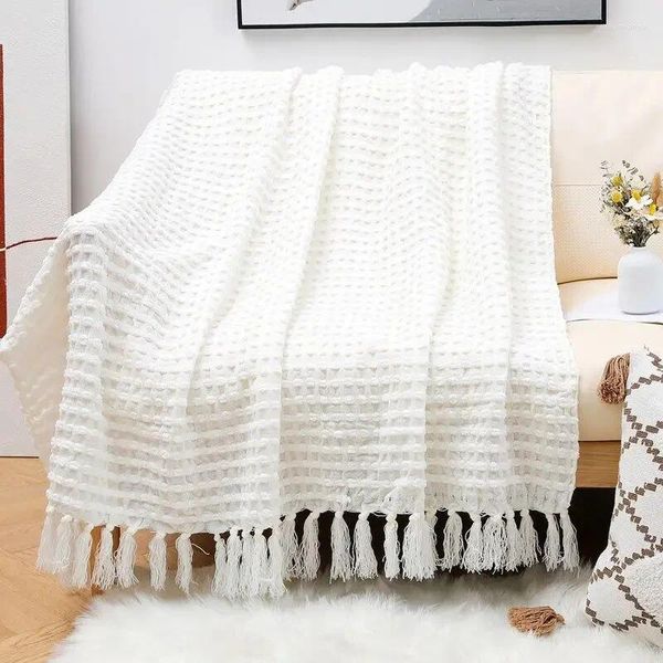 Cobertores 2024 escritório verão tecido sofá de malha cobertor cama decoração tv viagem fio tapeçaria ar condicionado