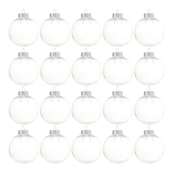 Parti Dekorasyonu 20 PCS DIY Clear Plastik Doldurulabilir Süs Çıkarılabilir Gümüş Metal Kapaklı Noel Topları Ağaçlar İçin 8cm