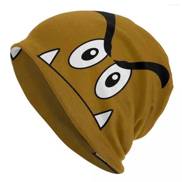 Berets Cartoon Game Brown Goomba Face Skullies Beanies Hüte Warme Herbst Winter Outdoor Cap Gestrickte Bonnet Caps Für Unisex Erwachsene