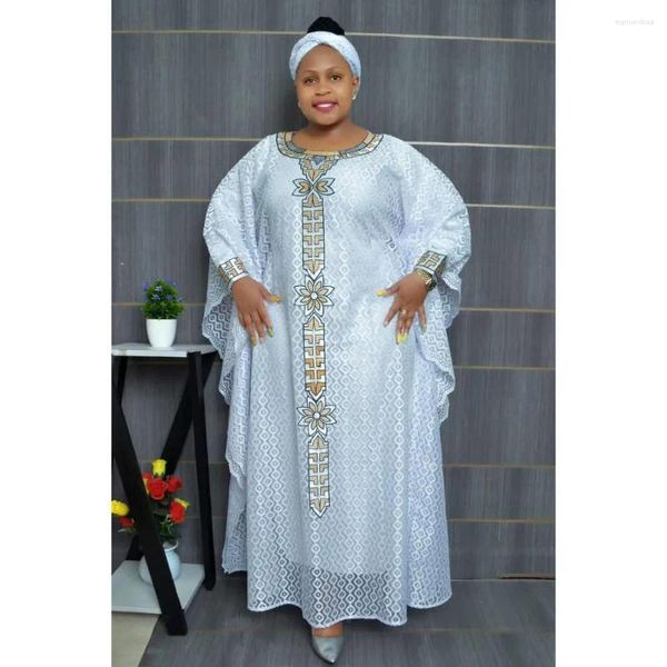Vestidos casuais africano plus size forrado com lenços bordados longos robes para mulheres muçulmanas s9813