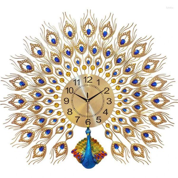 Relógios de parede Relógio High End Relógio de luxo 3D Orologio Parete Lusso Sala de estar Grande pavão elegante europeu