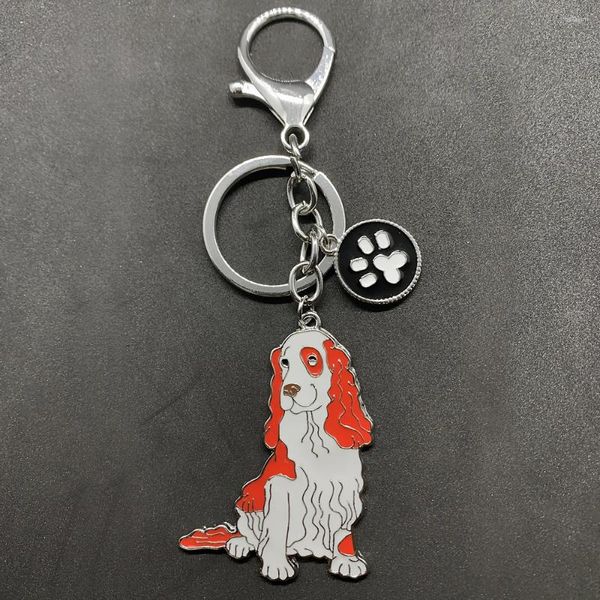 Schlüsselanhänger Emaille Red Ear Cocker Spaniel Dog Print Metallanhänger Haustierschmuck Geschenk Schlüsselanhänger
