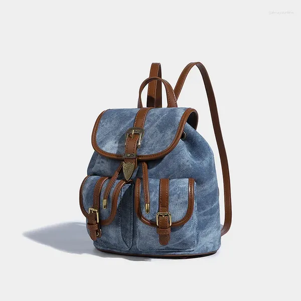 Школьные сумки, женский рюкзак, джинсовая сумка в американском стиле ретро, высокое качество, старая поездка на работу, 2024, студенческий стиль, универсальный маленький размер для женщин