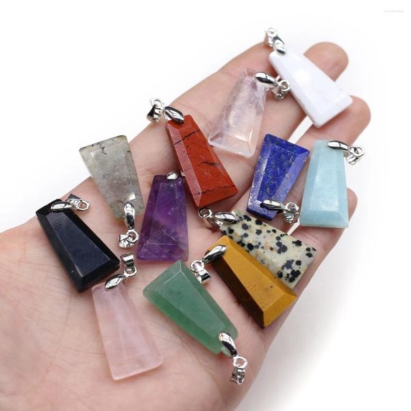 Anhänger Halsketten Naturstein Anhänger Trapezoid Amethyst Labradorit Charms für Schmuckherstellung Frauen Halskette Ohrring Reiki Heilung Geschenke