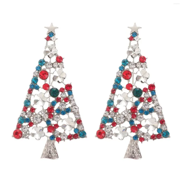 Spille 2 pezzi vintage colorato albero di natale spilla con strass spilla gioielli per feste di nozze bavero scialle clip corpetto regalo per ghirlanda