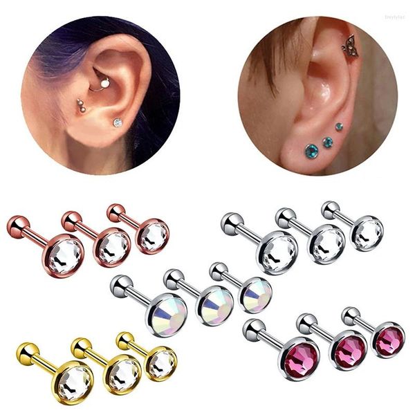 Brincos 3 Pçs/set CZ Cristal Cartilagem Barbell Piercing Wome Orelha Tragus Brinco Multi-cor Oreja Body Jewelry