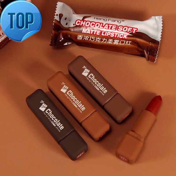 Criatividade venda quente atacado chique pacote de doces de chocolate charme 3 cores vegan batom líquido fosco