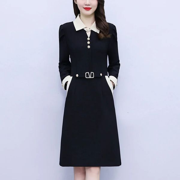 Herbst Korean Fashion Suit Kleid Damengeschäft Casual Are Fashion Belt Kleider elegante professionelle Kleidung 240106