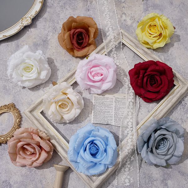 Круглая голова розы, имитация маленького цветка розы, свадебный цветок, декоративная одежда, шелковый цветок, трансграничная оптовая продажа KK