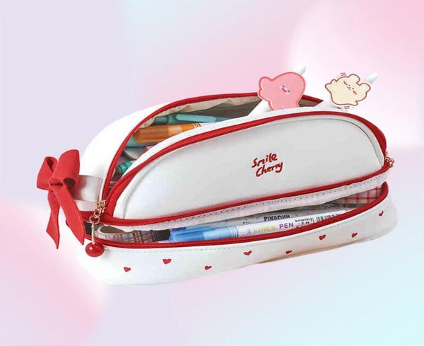 Brinquedos de aprendizagem caso de lápis grande kawaii escola lápis casos morango papelaria caneta caso para meninas trousse material escolar bonito p3389453