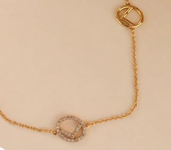 Tre lettere F collane lettera collana a catena in oro 18 carati disegni per donna donna festa di nozze Jewerly collare di marca intera6165750