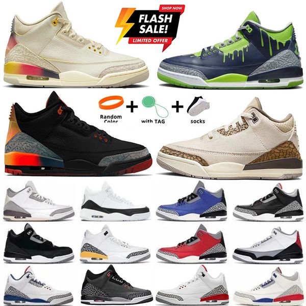 Jumpman 3 Rio Palomino 3s Баскетбольные кроссовки Hugo Medellin Sunset White Cement Reimagined Fire Red Luck Pine Green Black Cat Fear Unc Rust Pink Мужчины Женщины Спортивные кроссовки