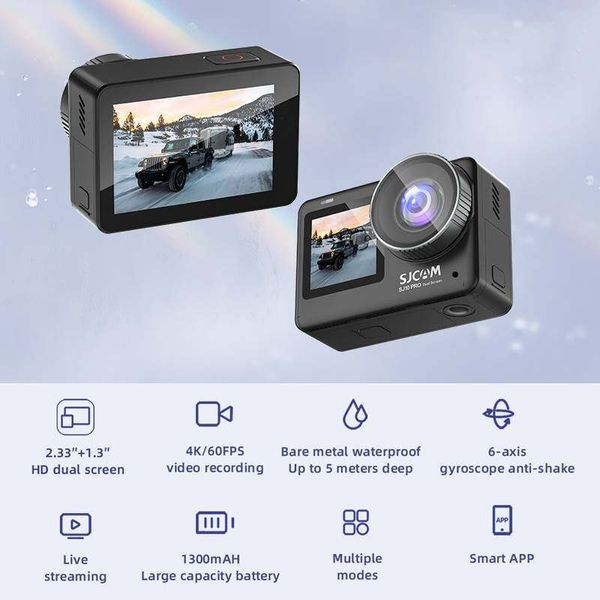 SJCAM SJ10 Pro Dual Screen Switching 4K / 60FPS Action Camera H22 Chipset Extend Mic Streaming ao vivo GYRO EIS WiFi remoto Sports DV Video