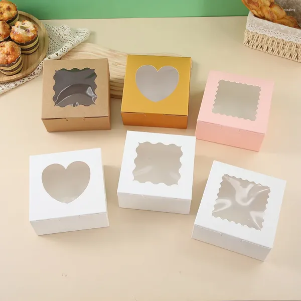 Geschenkverpackung 20 Stück Backkuchenbox mit PVC-Fenster Geburtstag Hochzeit Partyboxen und Verpackung DIY Dessertpaket 6 Zoll