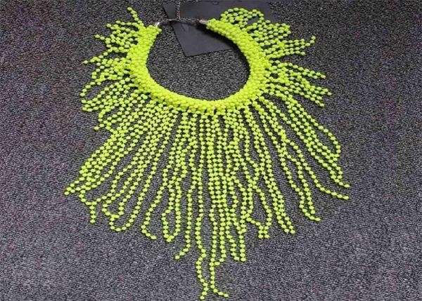 El yapımı stok Avrupa moda neon sarı ifade kadınlar uzun chokers yıldız punk tıknaz püsküllü zincirler boncuk kolye 210338996000