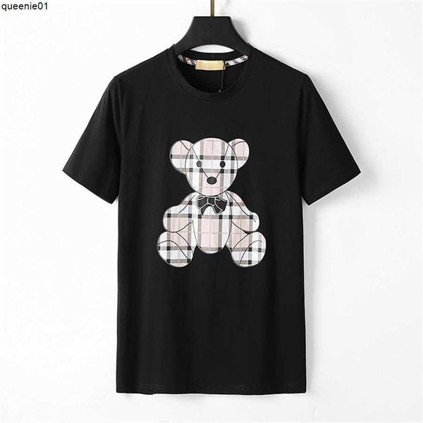 Мужские футболки Дизайнерские мужские футболки черно-белого цвета в полоску с изображением медведя в клетку Роскошный бренд 100% хлопок против морщин, дышащие мягкие модные повседневные уличные разновидности