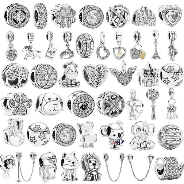 Yeni Popüler Orijinal 925 Sterling Gümüş Gümüş Tüy Aslan Güvenlik Zinciri Kraliyet Kanatları Kolye Boncuklar Moda Pandoraer Cazibe Bilezik DIY Kadınlar İçin Orijinal Takı
