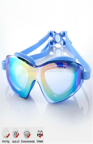 Grande quadro gel silicone anit nevoeiro óculos de natação antiuv piscina treinamento óculos das mulheres dos homens nadar eyewear175s9770916