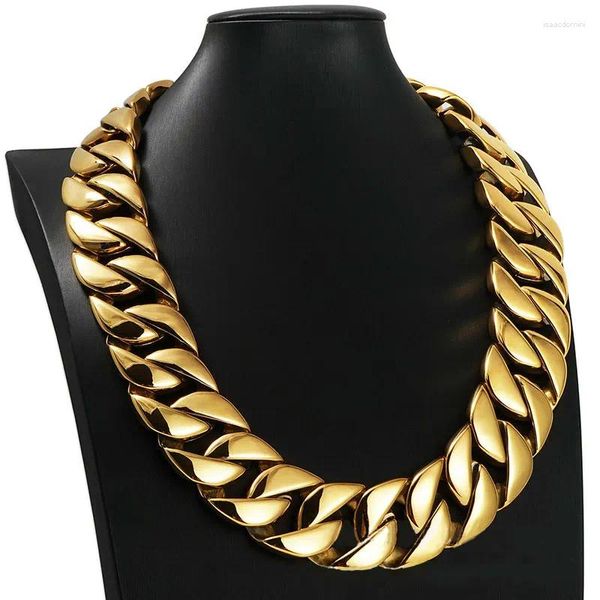 Catene da 32 mm Collana da uomo in acciaio fuso al titanio europeo e americano 316L Collana grossolana Hip-hop Grande color oro inossidabile