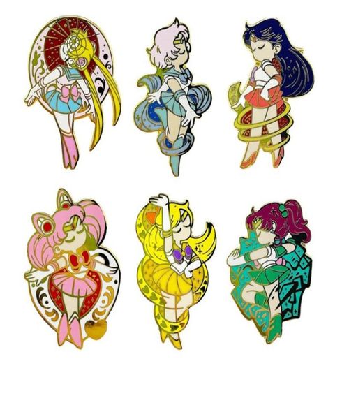 Sailor moon Spilla Spille Smalto Distintivi in metallo Spilla Spille Giacche Jeans Gioielli di moda Accessori 7 colori9361863