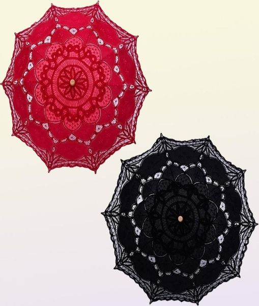 Ombrello HS BRIDAL Vintage vittoriano pizzo bianco apertura manuale ombrello da sposa nero sposa parasole per matrimonio doccia ombrello 22176530