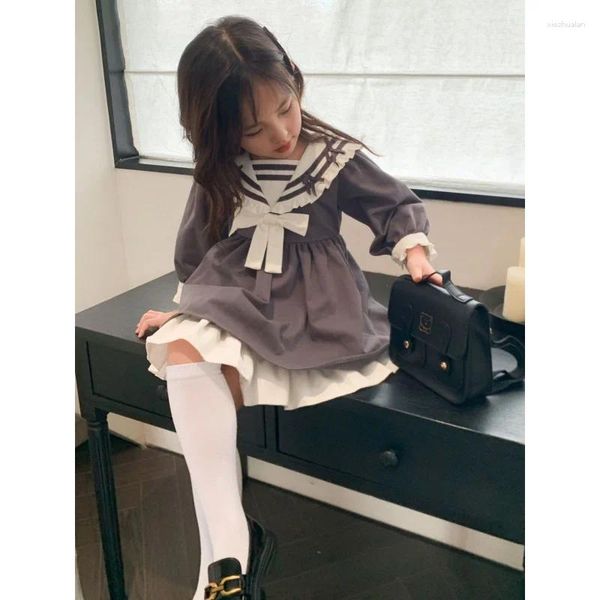 Vestidos da menina das meninas outono estilo universitário jk princesa vestido de manga longa crianças desempenho do dia das bruxas camisa das crianças