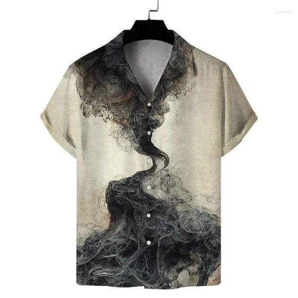 Camisas casuais masculinas pintura de arte para homens 3d leopardo impressão havaiana praia camisa de manga curta tops moda lapela blusa meninos roupas