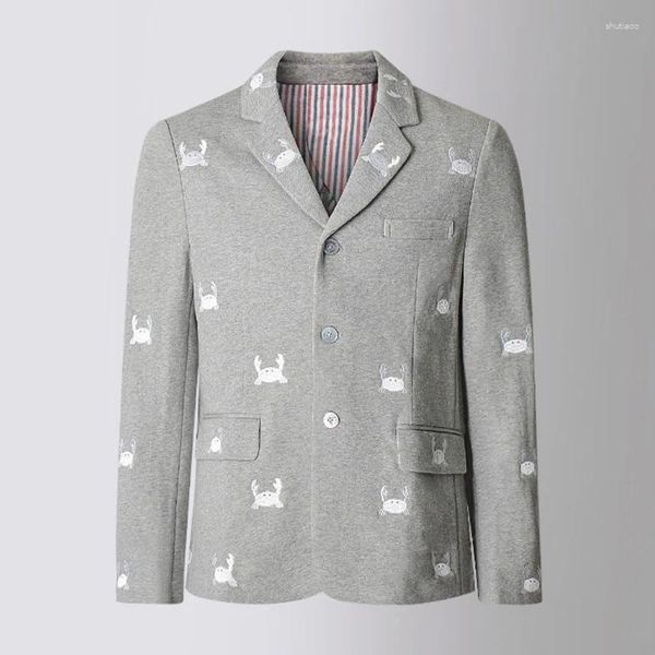 Ternos masculinos jaqueta outono primavera processo bordado padrão animal cardigan botão design moda negócios casual terno casaco