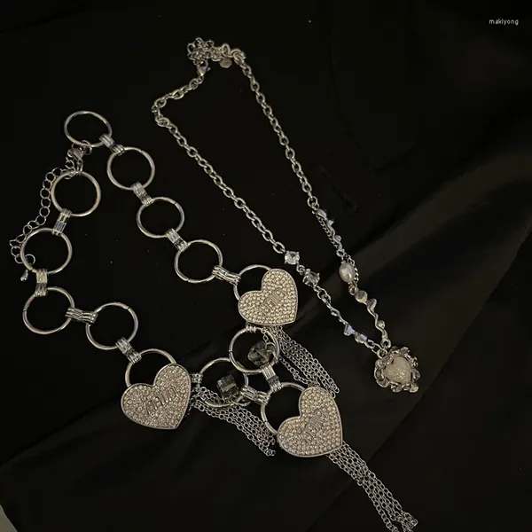 Ожерелья с подвесками Combhasaki, женское кавайное милое ожерелье с замком в виде сердца, легкий колье с кисточками, ювелирное изделие, подарок на день рождения, годовщину
