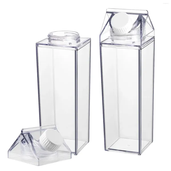Wasserflaschen Cabillock 2pcs Transparent 500 ml Milchquadratsaftbehälter für Sportreisen im Freien