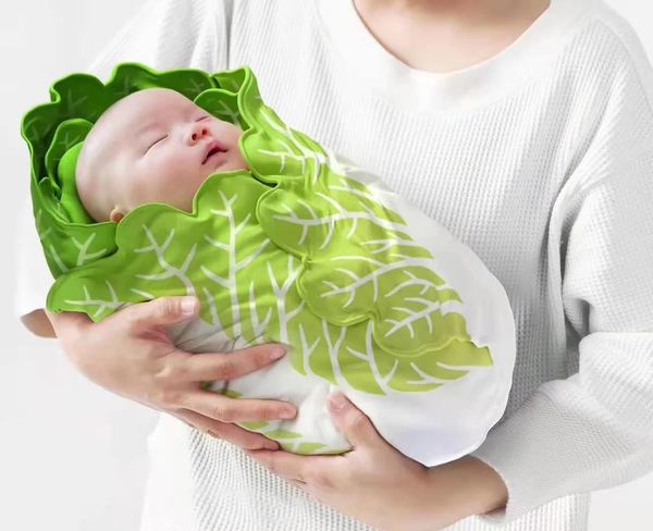 Bebê chinês repolho cobertores swaddle nascido conjunto portátil cama kawaii envoltório itens 8585cm unisex temporadas 240106
