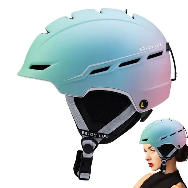 Mulheres gradiente cor capacete de esqui halfcovered antiimpacto snowboard para adultos crianças segurança skate esqui 240106