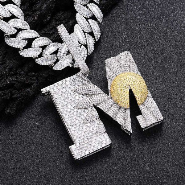 Designer-Schmuck, personalisierter Kubikzirkonia-Hip-Hop-Moissanit, individueller Herren-Diamant-Anfangsblumen-M-Anhänger, Edelstein-Anhänger