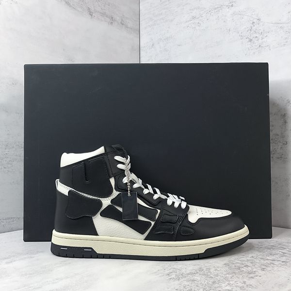 Le scarpe sportive alte in pelle scura abbinano le stesse scarpe da skateboard Scarpe da uomo Scarpe da donna Stivaletti di lusso firmati new bone Taglie 35-46 + scatola