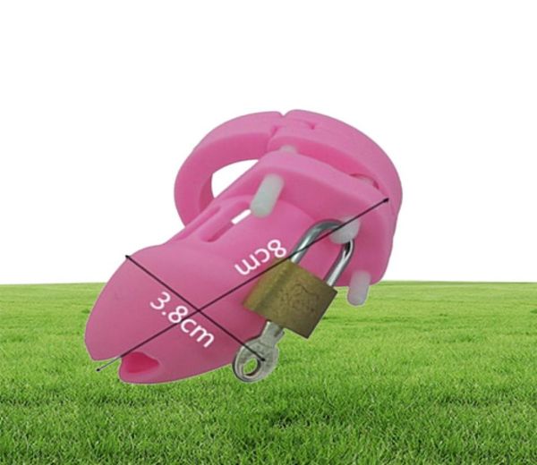 Pink Silicon Chastity Devices Männlicher Keuschheitskäfig mit Schloss 2 Größe Keuschheit Erwachsener Produkt für MEN409787