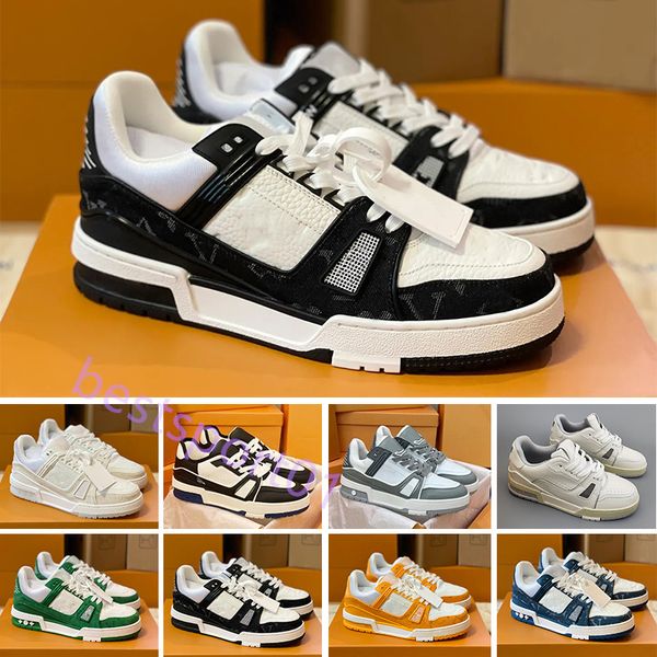 Scarpe casual di design in pelle bovina per uomo e donna nuova coppia amanti della suola in TPU stampa di lettere ricamo moda Joker personalità copia legale sneakers allenatore B3