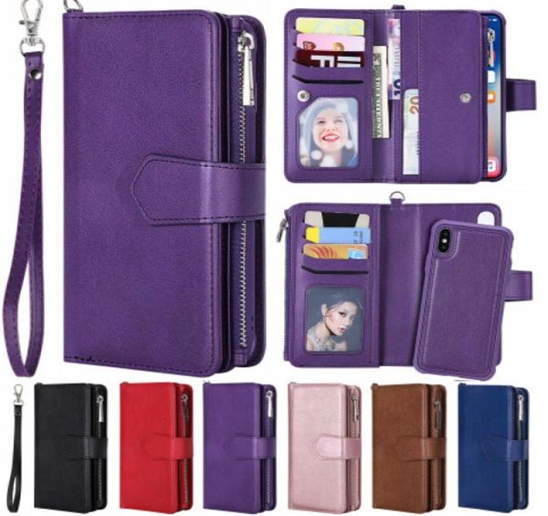 Luxo retro carteira caso de telefone para iphone 7 7 plus xs max xr bolsa de couro capa para iphone x 7 8 6s 5S caso coque3646281