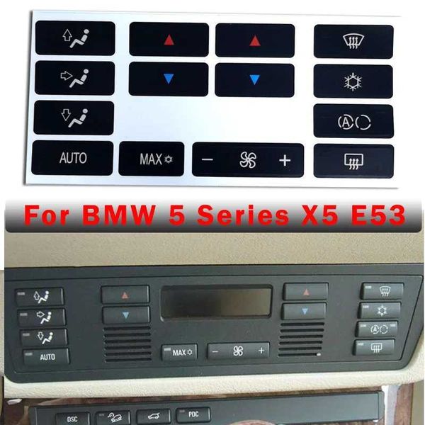Adesivos de carro 10 conjuntos de controle de clima do carro interruptor de ar condicionado botão adesivo para bmw x5 e53 1999-2006 e39 1996-2002 substituir decalques