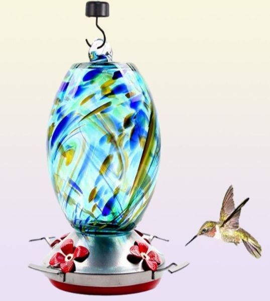Altre forniture per uccelli Alimentatore per cibo per colibrì colorato Bevitore per acqua in vetro soffiato a mano Ciotola per acqua per giardino Accessori per pappagalli all'aperto9553720