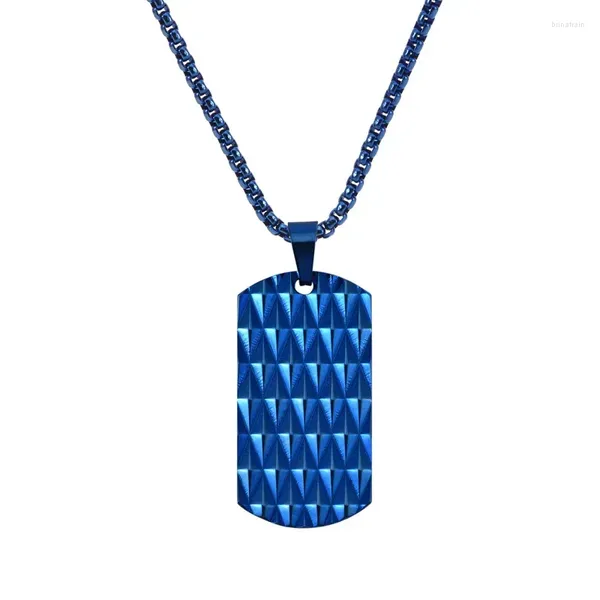 Collane con ciondolo Moda rombo blu Collana da uomo Targhetta per cani Gioielli da ragazzo in acciaio inossidabile