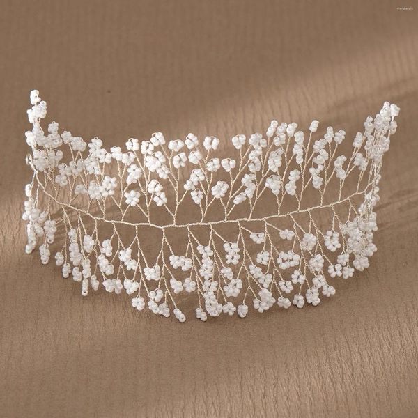 Grampos de cabelo feitos à mão contas hairband casamento feminino acessórios pérolas bandana jóias headpieces bijoux meninas tiaras na moda coroa