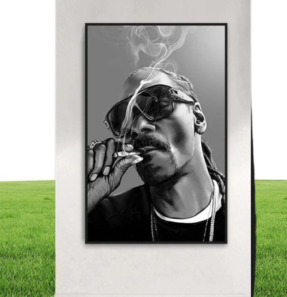 Famoso fumar hiphop rap cantor cartazes e impressões retrato arte pinturas em tela imagens de parede para sala estar decoração casa cu8393745