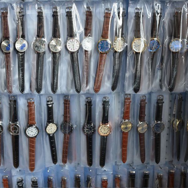 PUSHI ювелирные изделия Дешевые оптовые мужские кварцевые часы кожаные часы кварцевые минималистичные часы