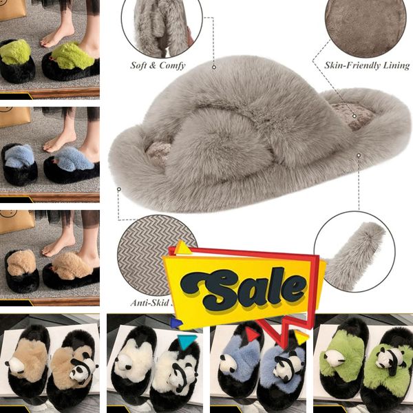 Lowest price Slipper Sandals Designer Men Women Luxury Wool Winter Fur Fluffy Furry Warm Sandals Cozy Plush Girl Slippers size 36-41