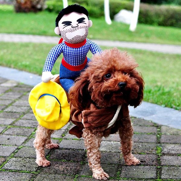 Abbigliamento per cani Costume da cowboy per gatti per cani Vestito stile cavaliere con cappello da bambola Novità per animali domestici Trasporto di Halloween