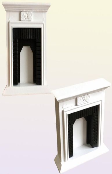 Mini casa para boneca branca, móveis europeus, casa de bonecas, modelo, kits de construção, 1, 12, casa de bonecas de madeira, lareira criativa 2206106326001