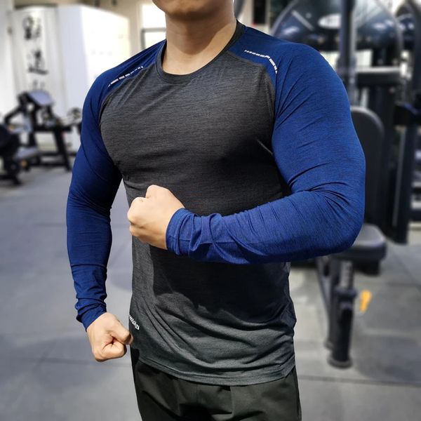 Homens Compressão Camisetas Tops Homme Gym Sport Running Roupas Fitness Apertado Manga Longa Tees Dry Fit Rashguard Mma Moletom 240106