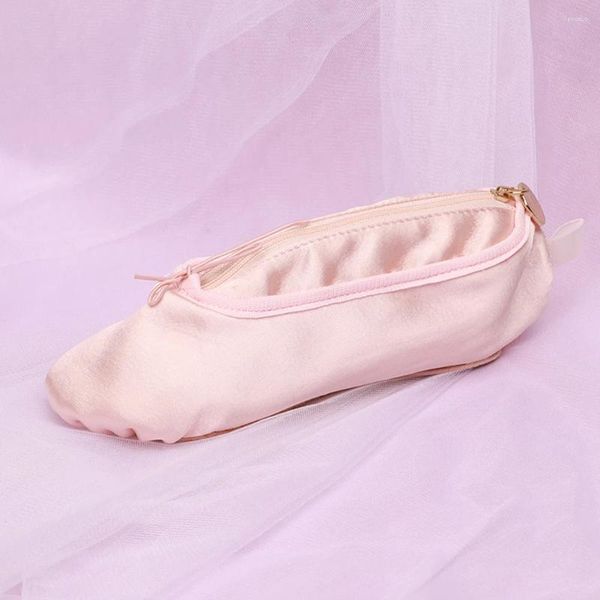 Borse per cosmetici Scarpe da balletto Borsa per trucco personalizzata Custodia rosa morbida Custodia portatile creativa per ballerini e amanti